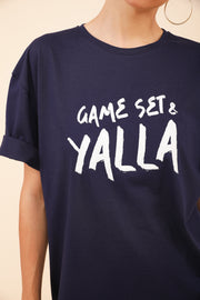 T-shirt LYOUM unisexe bleu navy et message Game Set et Yalla.