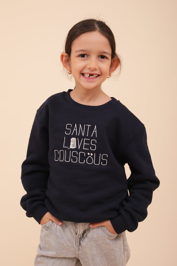 Enfant en sweat LYOUM Bleu Santa Loves Couscous.