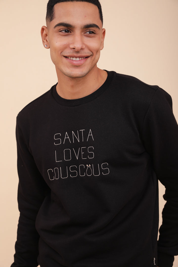 Homme en sweat LYOUM Noir Santa Loves Couscous.