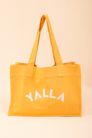 Découvrez le nouveau cabas rectangulaire Yalla LYOUM. Cabas en coton canvas jaune soleil; irrésistibel !