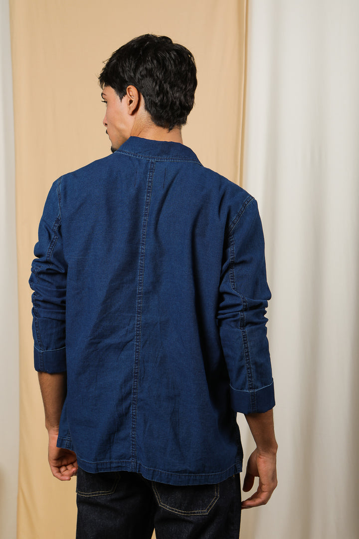 Vue dos de la veste légère LYOUM en jeans.