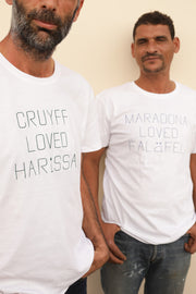 Nouveau tshirt by LYOUM, coupe unisexe, droite classique avec col rond - Broderie 'Cruyff Loved Harissa' sur le devant