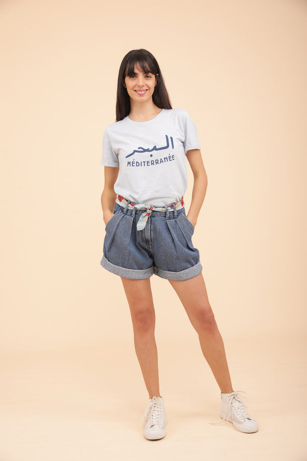 T-shirt méditerranée pour femme. Matière ultra-agréable en 100% coton et coupe droite parfaite , indémodable.
