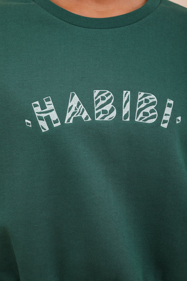 Nouvelle broderie à motif zébré : 'Habibi' ('Mon Amour' en arabe) sur le devant