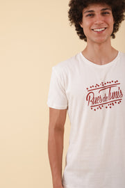 Tshirt Tunis, manches courtes coupe droite avec 'Rues de Tunis' sérigraphié sur le devant; pour hommes by LYOUM. Confortable, on le porte tous les jours.