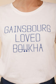Nouvelle Collab, nouveau message; le Tshirt Boukha. . Coupe droite et féminine, matière ultra-agréable avec message 'Gainsbourg loved Boukha' brodé sur le devant; pour femmes ;